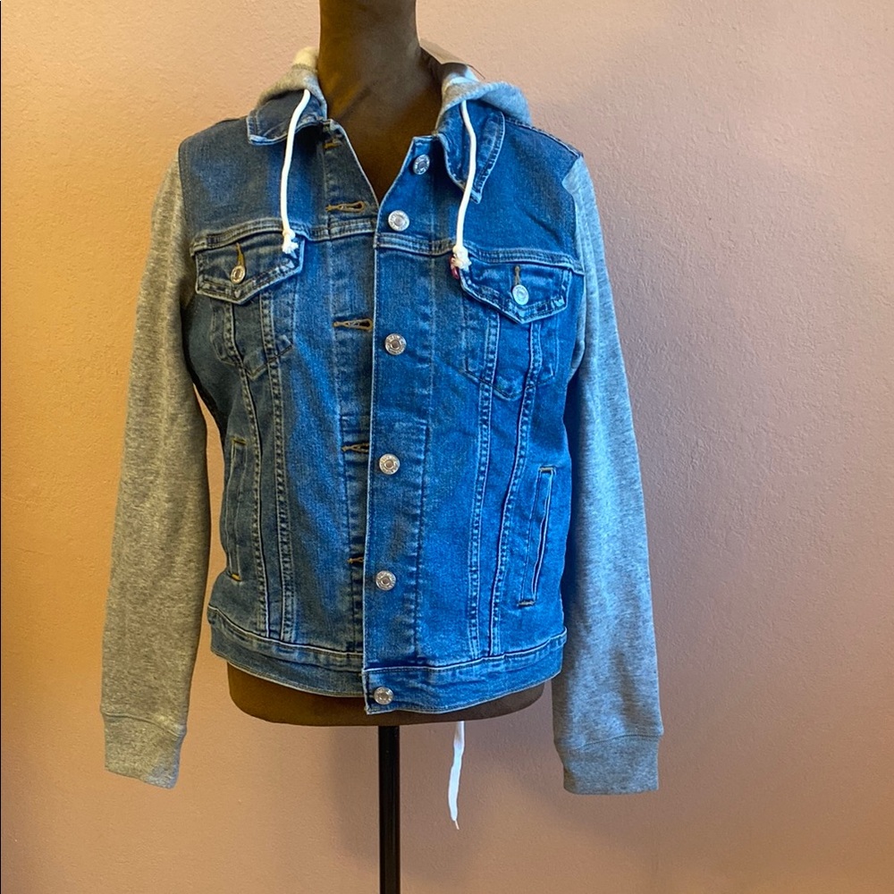 LEVIS Women’s Denim and Gray Hoodie Jacket